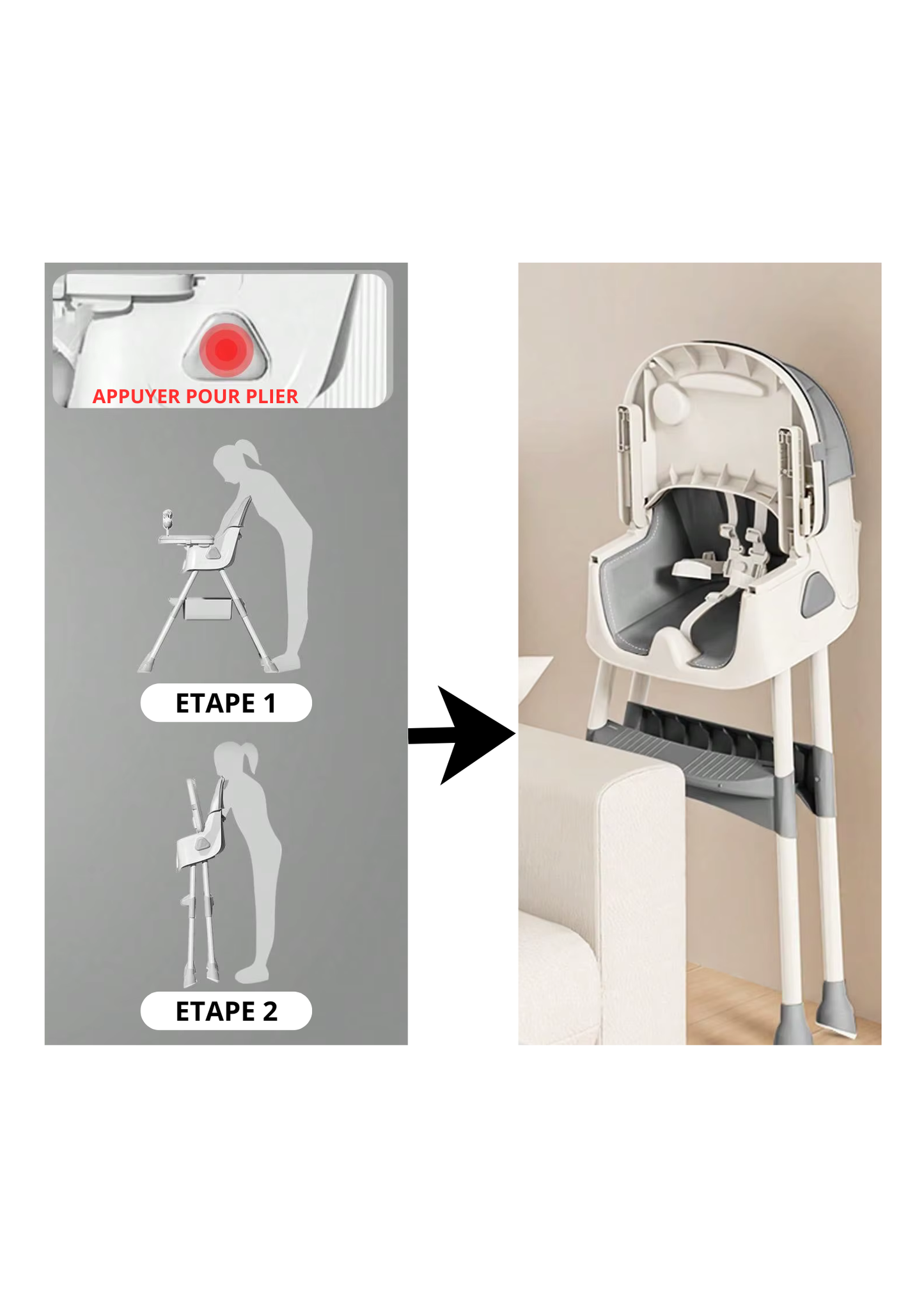Chaise Haute Évolutive 3-en-1 (6 mois à 3 ans)
